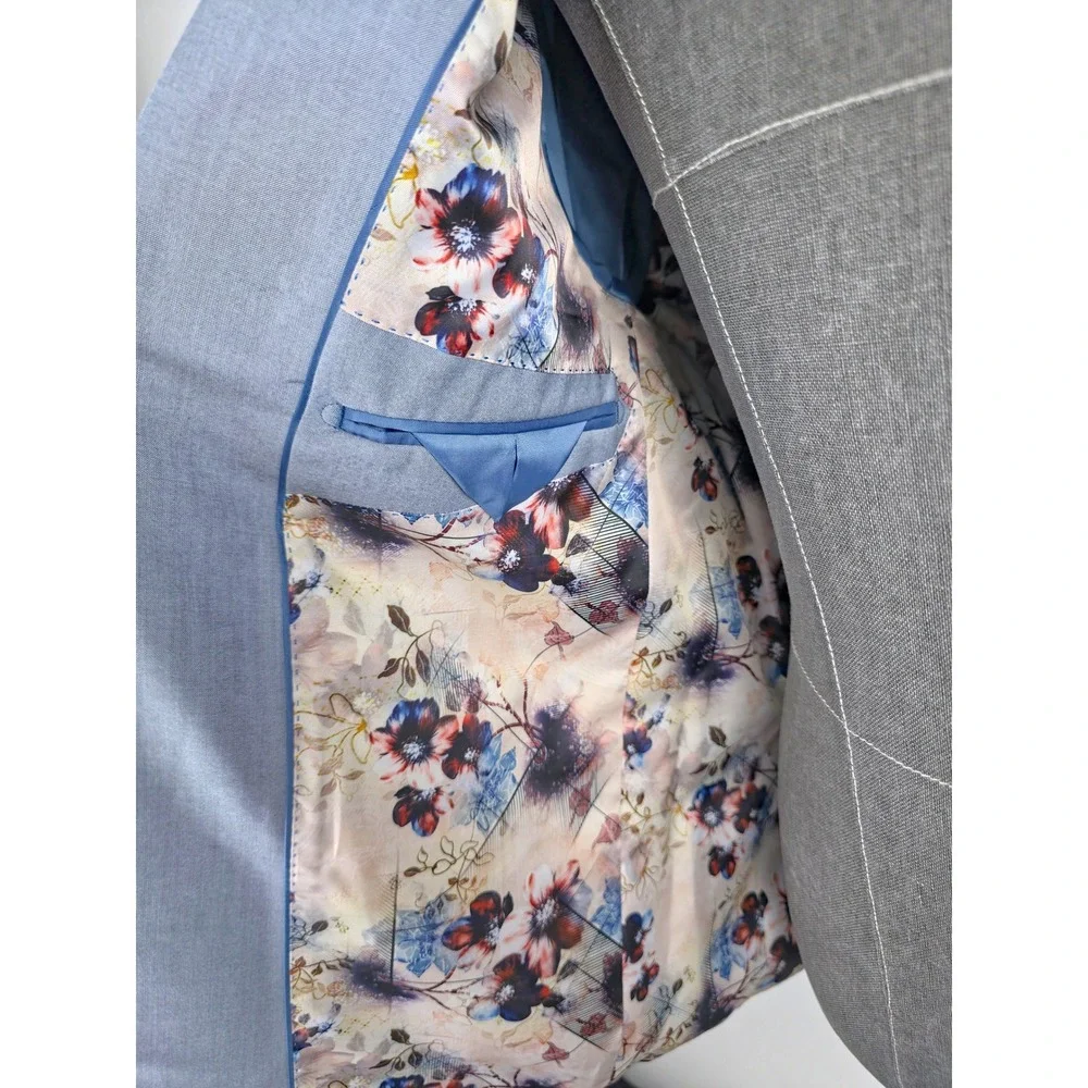 Tayion Montee Holland Sport Coat‎ Mens 40 Short Light Blue Acontour Suit Jacket